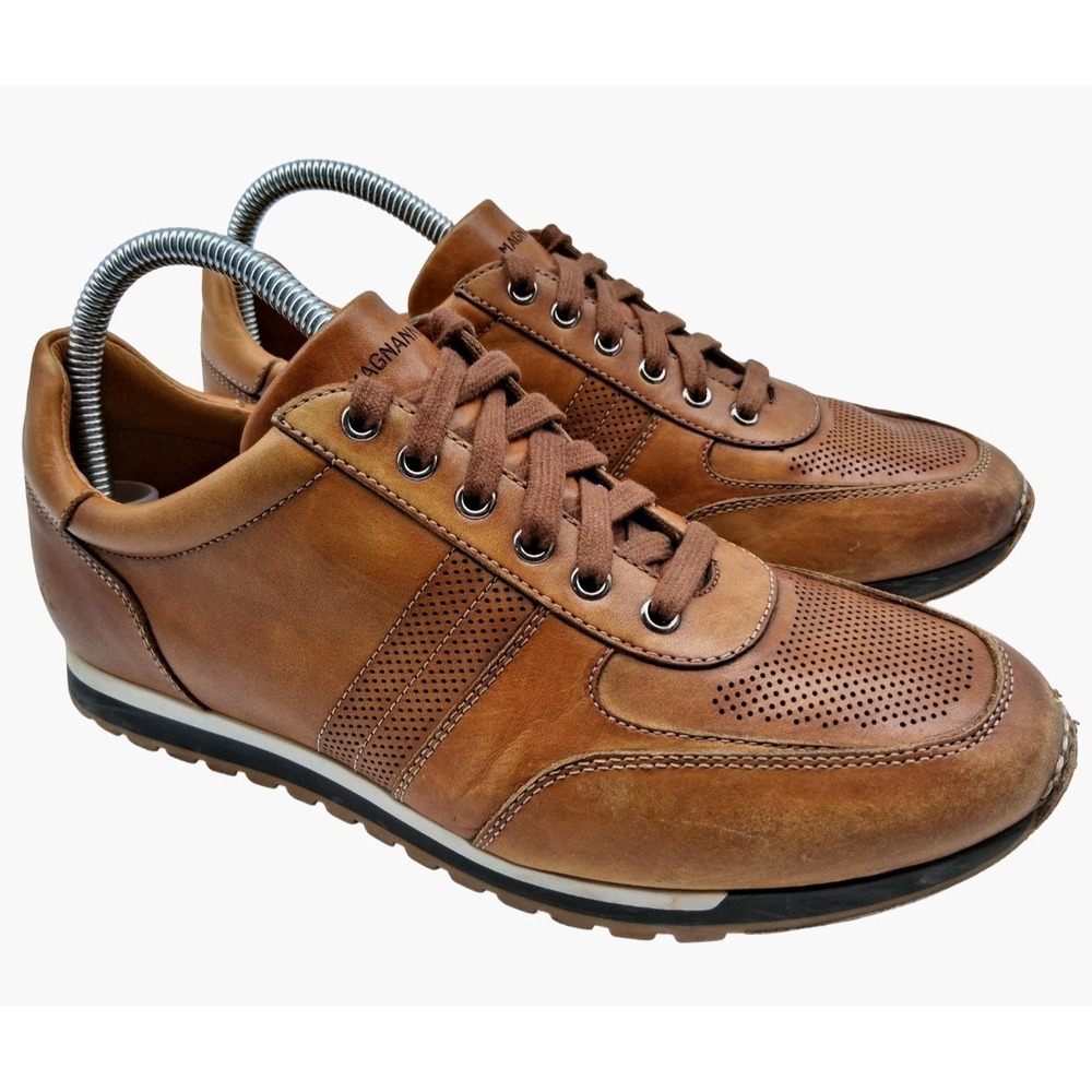 Magnanni Shoes Mens Size 7 Brown Leather Low Top Casual Sneakers 23273